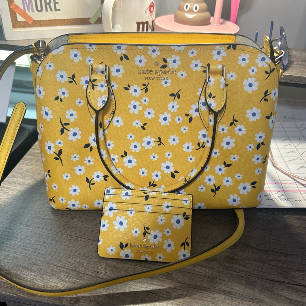 Kate spade yellow flower purse and credit card holder